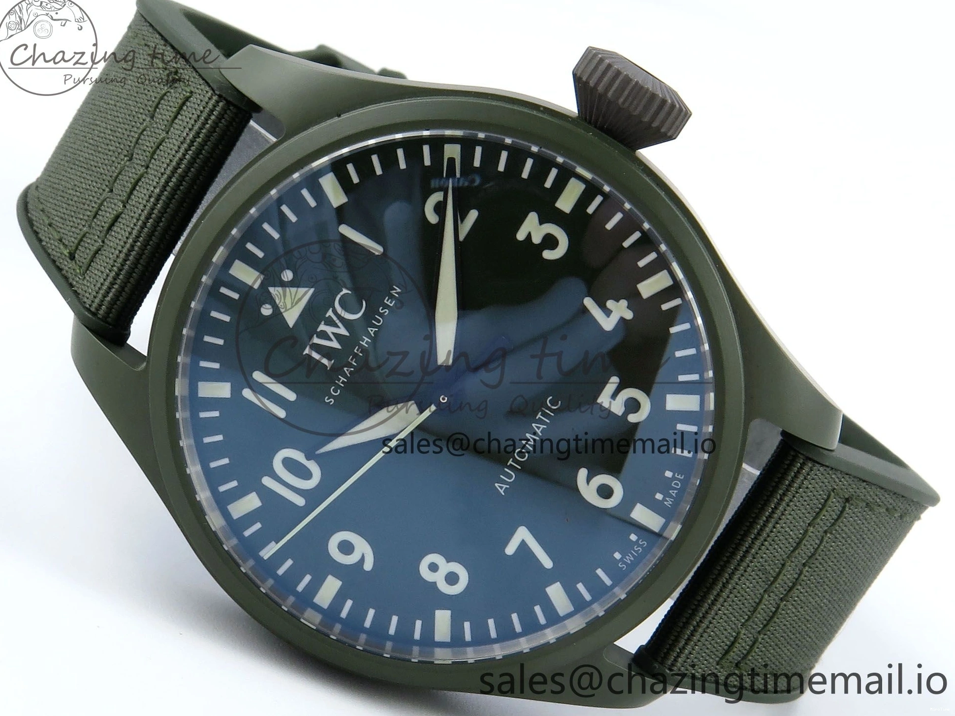 MIROTIME 0302 Big Pilot IW329802 M+F 1:1 Best Edition Green Dial on Green Nylon Strap MY Unique 7002